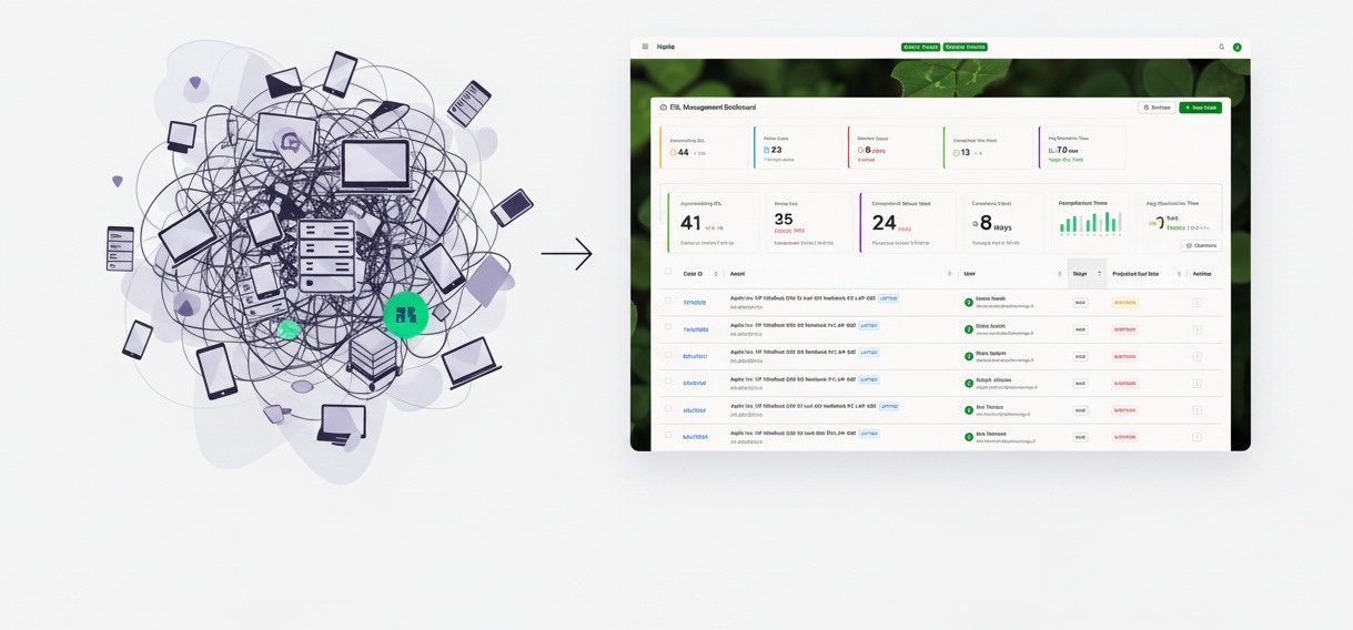 MSP device lifecycle management transformation: complex scattered systems becoming streamlined Apila dashboard